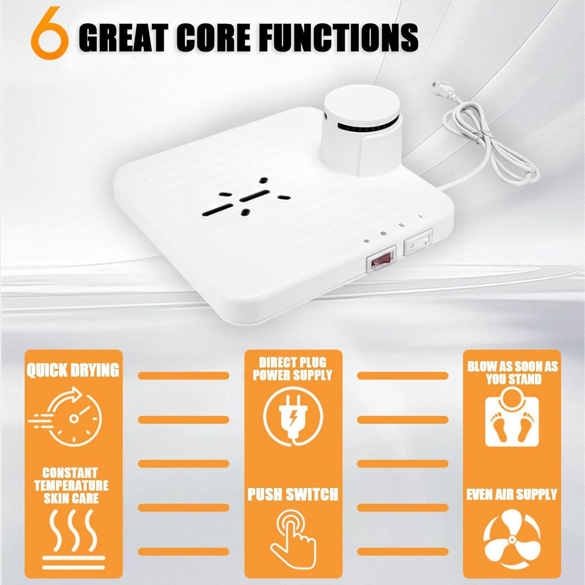 Body Dryer after Shower, Cool & Warm Modes, Hands-Free Foot and Skin Care Blower Professional for Elderly & Family, Waterproof Grooming Heate