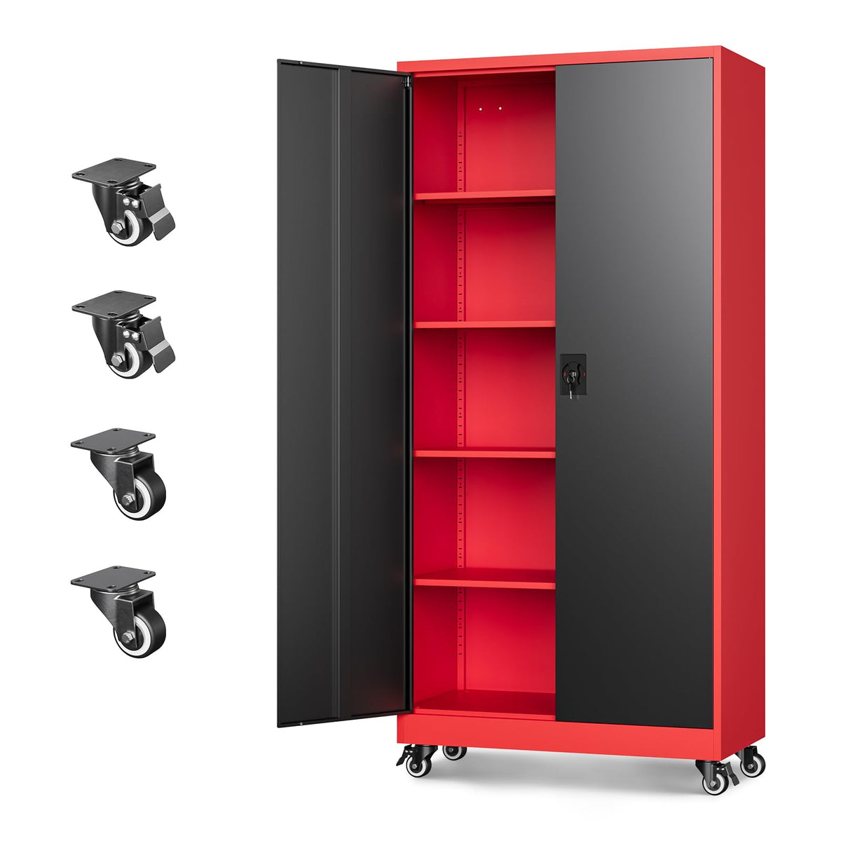 Letaya Black Storage Cabinet with Adjustable Shelves-Metal Home Kitchen Pantry Cabinets with Doors,Organization Locker for Cupboard/Bedroom/Dining/Living/Bathroom/Office/Garage Room
