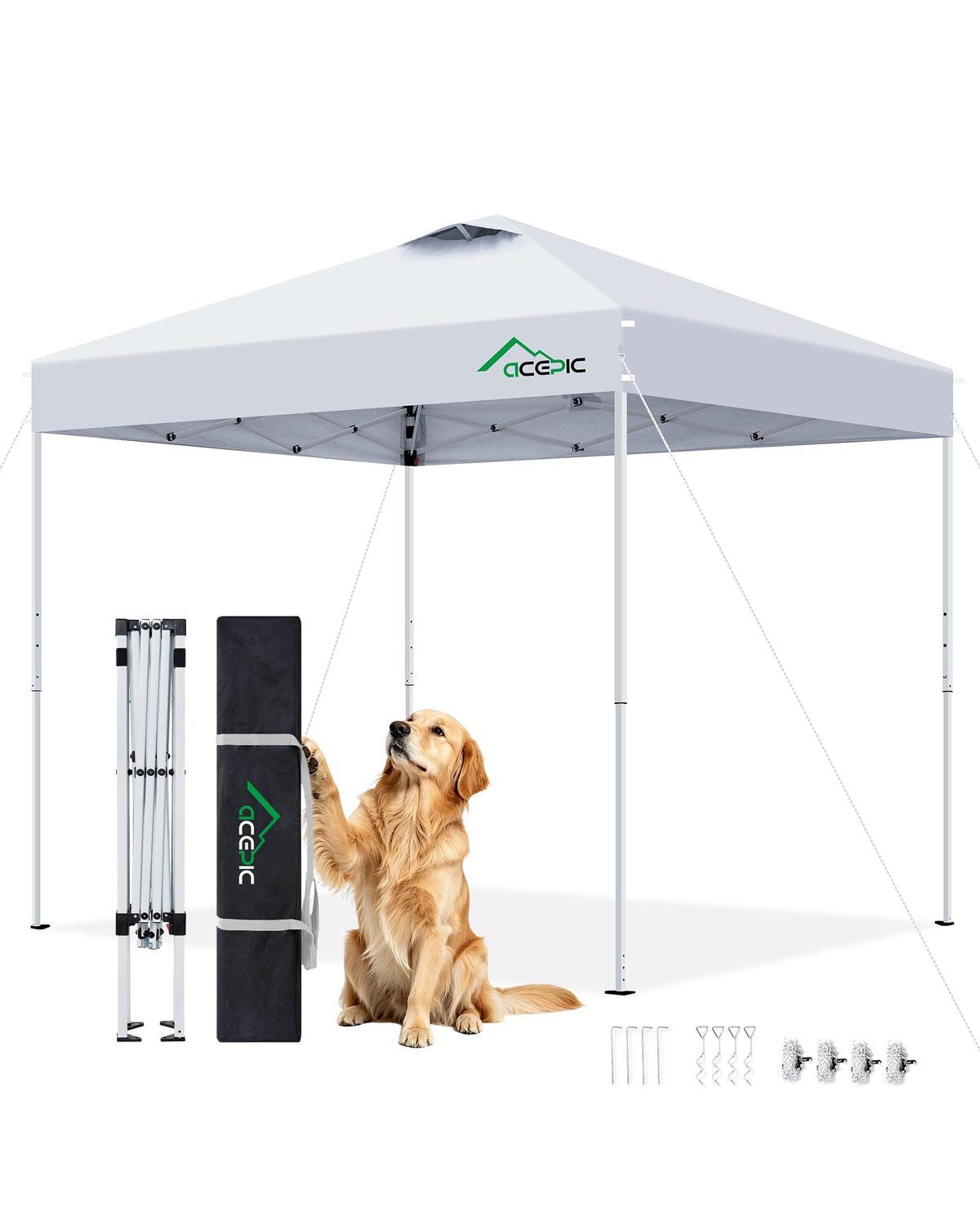 Acepic 10x10 Pop Up Canopy Tent, Easy Setup Portable Shelter, White, 10*10