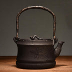 Cast Iron Teapot, Stovetop Safe Tea Kettle With handle, Asian Style Handmade Tea Pot For Home Camping Outdoor Use(1.2L, BlackB)