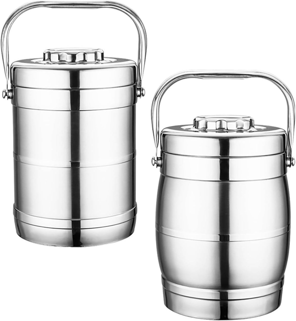 Non Magnetic Stainless Steel Double-Layer Insulation Lunch Box Bowl Drum Vacuum Bucket Convenient Rice Soup,8.0L