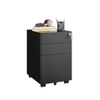 Guizeeopo 3 Drawer File Cabinet with Lock, File Cabinets for Home Office,Under Desk Cabinet, Locking File Cabinet for A4/Letter/Legal, Fully Assembled Expect Casters, Matte White