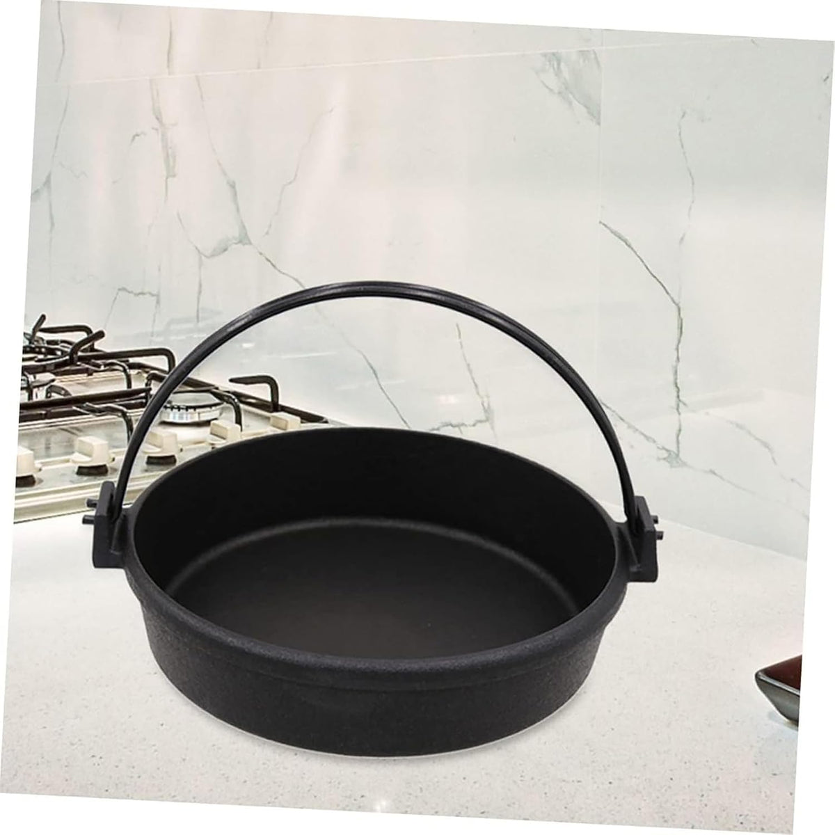Japanese Cast Iron Sukiyaki Pan Iron Pot Shabu Shabu Nabe Hotpot Induction Cookware, Made in Japan for Camping Cooking, BBQ, Induction Cooker,30CM