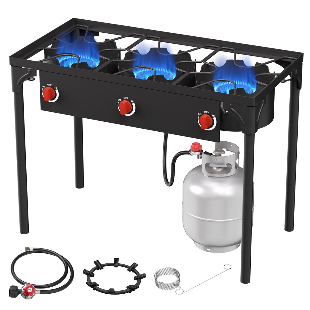 2-Burner Propane Camp Stove, High Pressure Outdoor Gas Burner