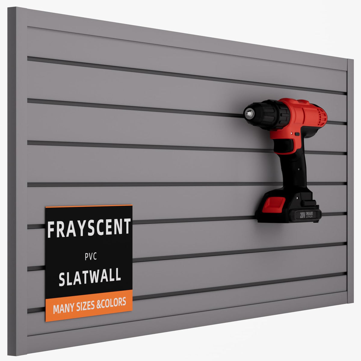 FRAYSCENT Slat Wall Paneling Garage Slat Wall Storage Systems Slatwall Panels Power Tool Organizer Wall Mount, PVC Garage Storage & Organization Products Slate Board (Black, 4ft x 8ft)