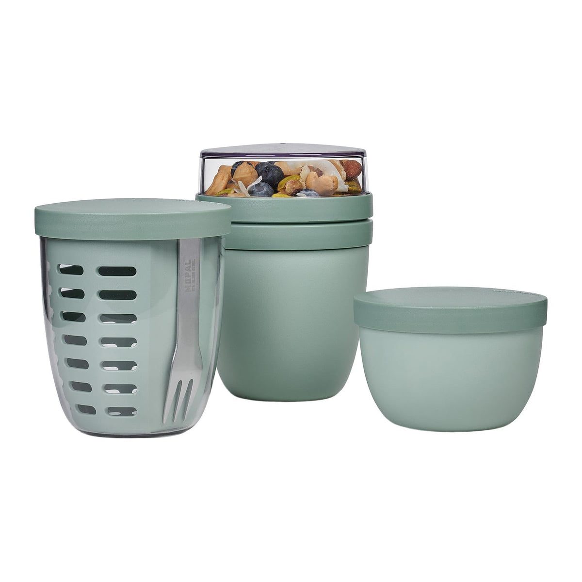Mepal - Promotion Set Pots Ellipse 3 Pieces - Lunch Pot 500 + 200 ml, Fruitpot 600 ml, Snack Pot 350 ml - Food Container, Yoghurt Cup, To Go Mug - Suitable for Dishwasher - Nordic Black