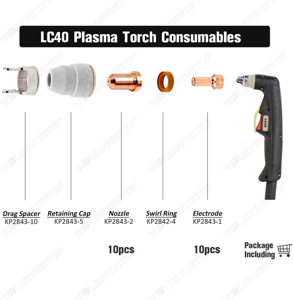 WS Pack-20 Tomahawk 625 Plasma Cutter LC40 Electrode & Tips Fit Lincoln Torch 40A