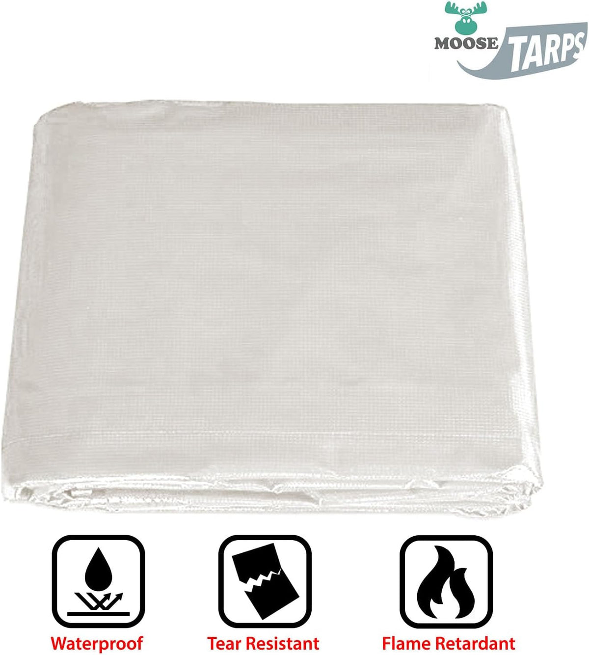 Heavy Duty Tarp, 12mil Thick PVC Vinyl, 10' x 12', White