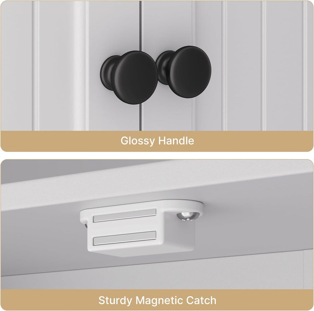 Ahomly Over The Toilet Storage Cabinet, with Five Doors, White