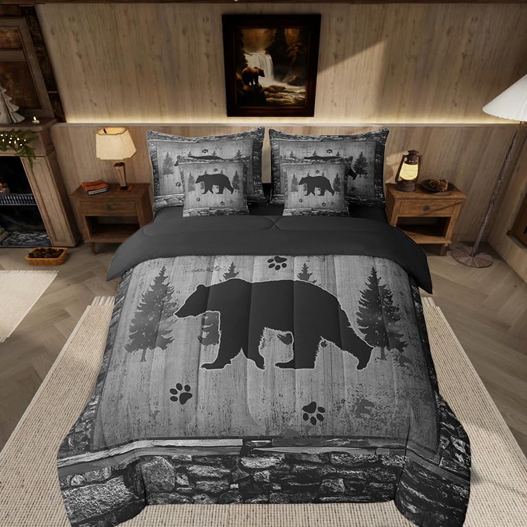 Feelyou Deer Comforter Set with Sheets King Size 7 piece Kids Rustic Deer Hunting Bedding Set Cabin Lodge Deer Bed in a Bag Farmhouse Nature Wildlife Antlers Brown Bed Set