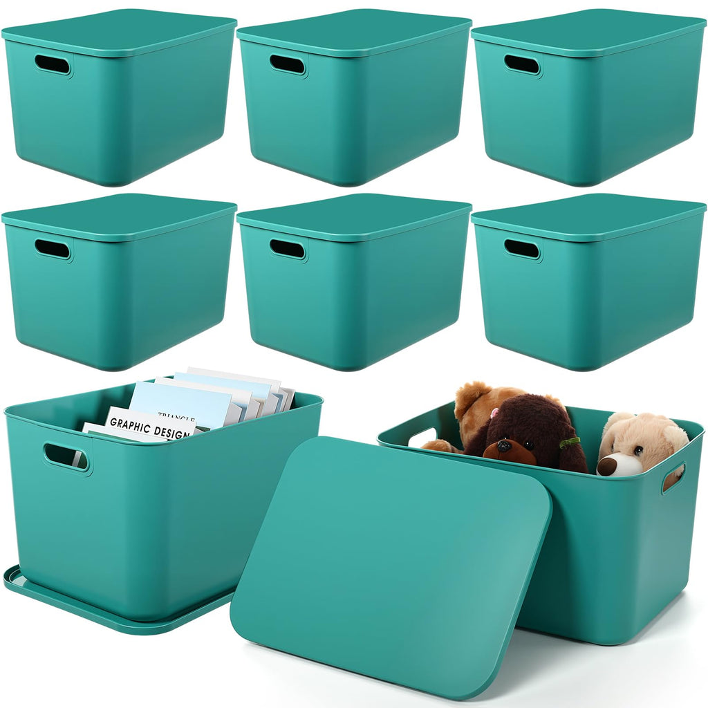 Hoolerry 8 Pieces Storage Bins, 14.2 x 10.2 x 9.5 Inch, Black