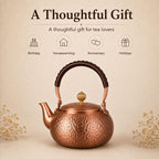 Handmade Copper Stovetop Teapot Kettle, Solid Copper Tea Kettle with Vintage Hammer Design, Thickened Household Boiling Teapot for Induction, Electric, Easy to Clean (A*1200ML)