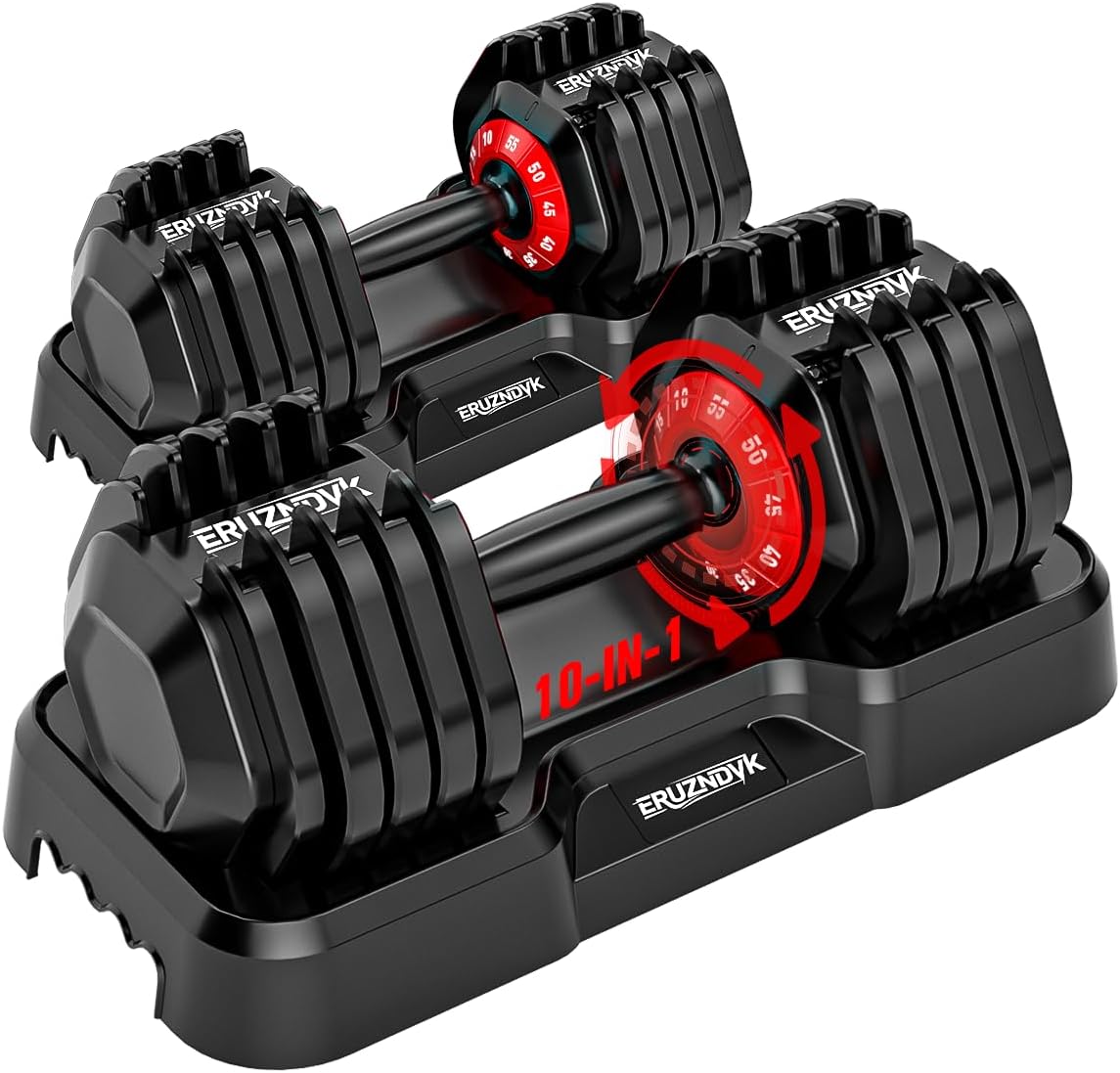25/50lbs Adjustable Dumbbell Set of 2, 5-in-1 Free Weights Set