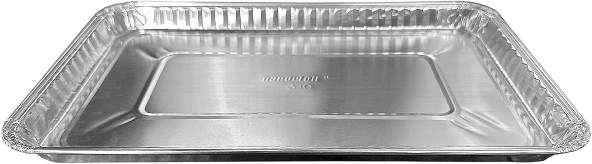 PACTOGO 11" x 7" x .75" Oblong Disposable Aluminum Foil Danish Cake Pans - Shallow Baking Sheets Ideal for Sweets, Cakes, Cookies (Pack of 100)