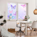Glam Butterflies Stained Glass Window Stickers 31.5Wx55.1L inch x 2pcs