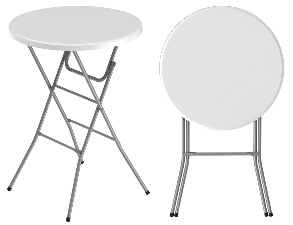 32" Round Folding Table, HDPE Top & Metal Frame, 2 Pack, White