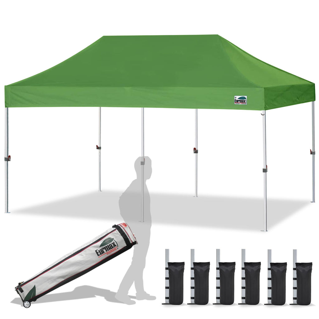 Eurmax USA 10x10ft Pop Up Canopy,Commercial Instant Tent for Outdoor Events,Patented No-Tip Rolling Storage Bag with 4 Sandbags,UV & Water Resistant,Heavy Duty Portable Shelter Gazebo,White