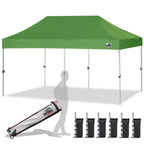 Eurmax USA 10x10ft Pop Up Canopy,Commercial Instant Tent for Outdoor Events,Patented No-Tip Rolling Storage Bag with 4 Sandbags,UV & Water Resistant,Heavy Duty Portable Shelter Gazebo,White