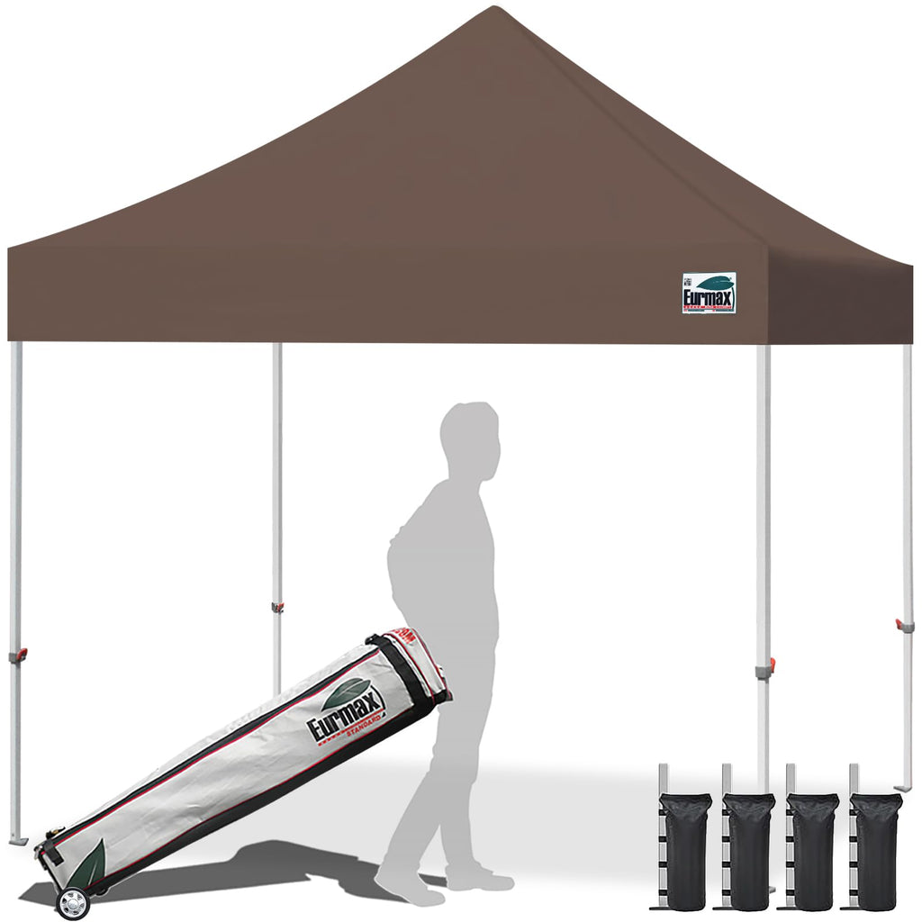 Eurmax USA 10x10ft Pop Up Canopy,Commercial Instant Tent for Outdoor Events,Patented No-Tip Rolling Storage Bag with 4 Sandbags,UV & Water Resistant,Heavy Duty Portable Shelter Gazebo,White