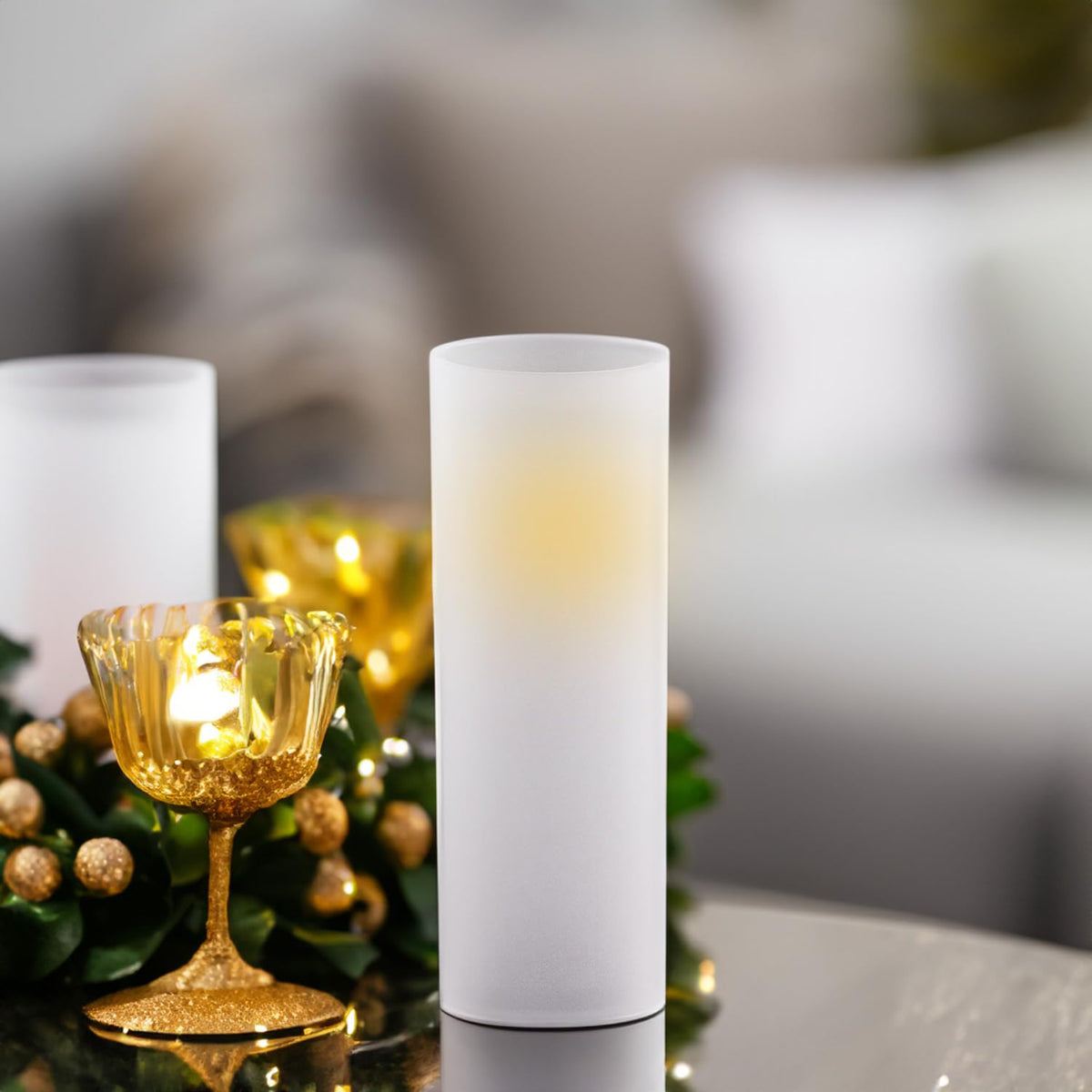 WGVI Hurricane Candle Holder Sleeve, W: 3", Ht: 14", Frosted Glass Cylinder Open Both Ends, Chimney Tube Shade, 12 Pieces