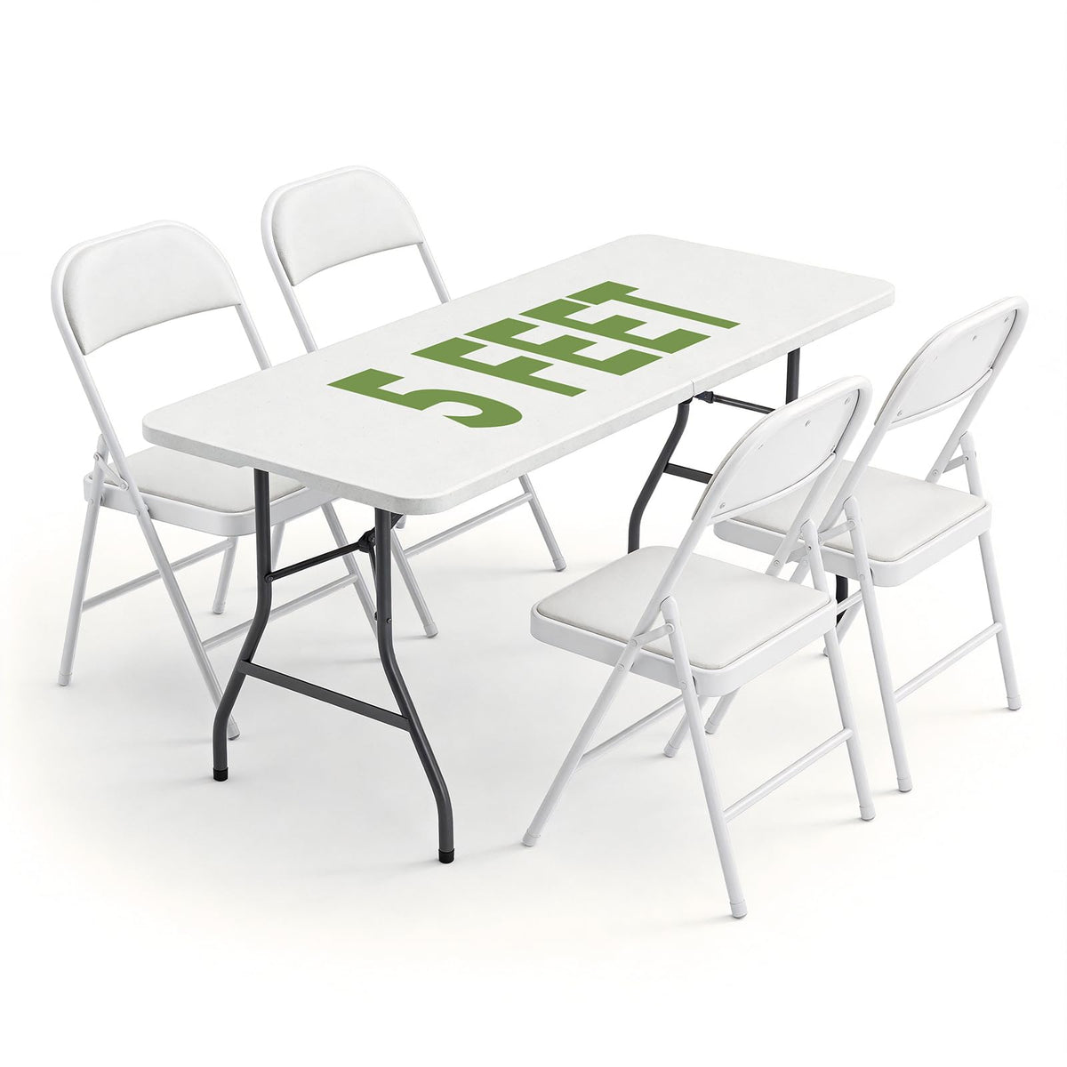 Folding Table and Chairs Set for 4, 36 Inch Foldable Card Table with Carrying Handle & 4 PU Leather Padded Folding Chairs, Portable Indoor Outdoor Dining Table Set for Picnic, Camping, RV, Game Night