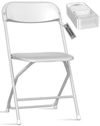 10 Pack White Folding Chairs for School Events Wedding Party Picnic