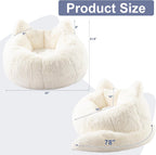 Bean Bag Chair for Adults Teens, Giant Faux Fur Cat Beanbag Sofa