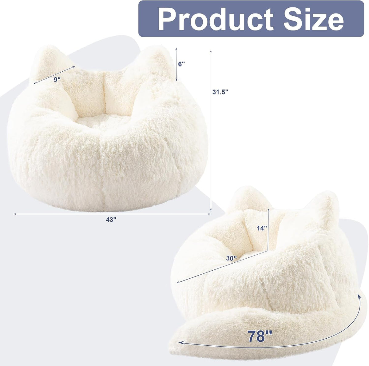 Bean Bag Chair for Adults Teens, Giant Faux Fur Cat Beanbag Sofa