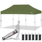 Eurmax USA 10x10ft Pop Up Canopy,Commercial Instant Tent for Outdoor Events,Patented No-Tip Rolling Storage Bag with 4 Sandbags,UV & Water Resistant,Heavy Duty Portable Shelter Gazebo,White