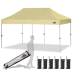 Eurmax USA 10x10ft Pop Up Canopy,Commercial Instant Tent for Outdoor Events,Patented No-Tip Rolling Storage Bag with 4 Sandbags,UV & Water Resistant,Heavy Duty Portable Shelter Gazebo,White