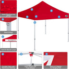 Eurmax USA 10x10ft Pop Up Canopy,Commercial Instant Tent for Outdoor Events,Patented No-Tip Rolling Storage Bag with 4 Sandbags,UV & Water Resistant,Heavy Duty Portable Shelter Gazebo,White