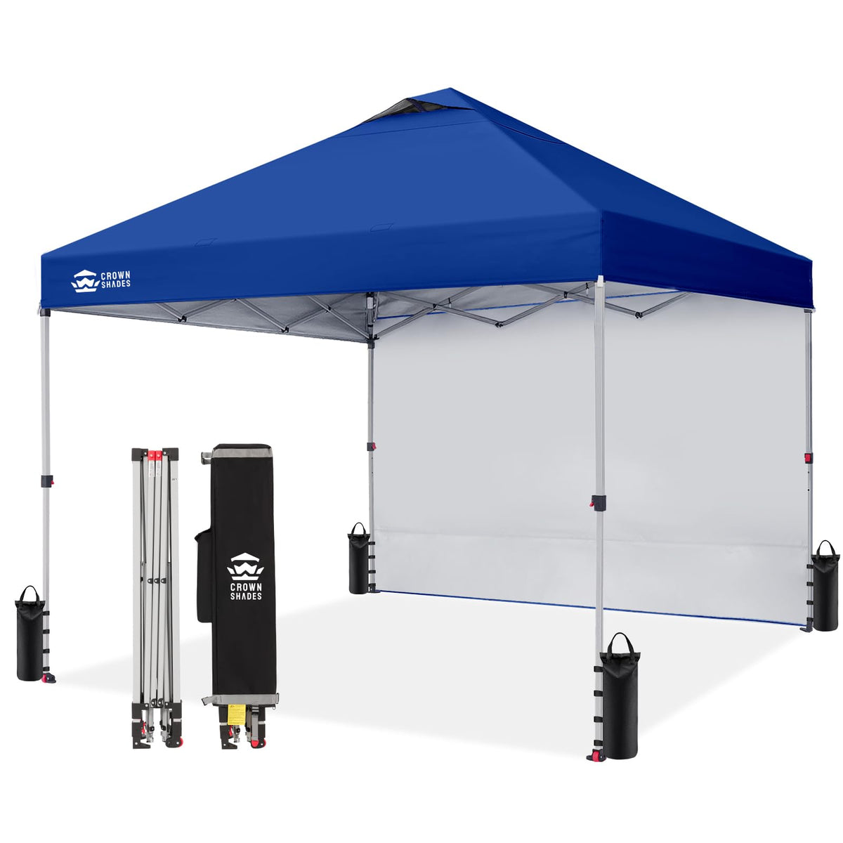 CROWN SHADES 10x10 Pop Up Canopy with 1 Side Wall, Beach Canopy Tent, Red