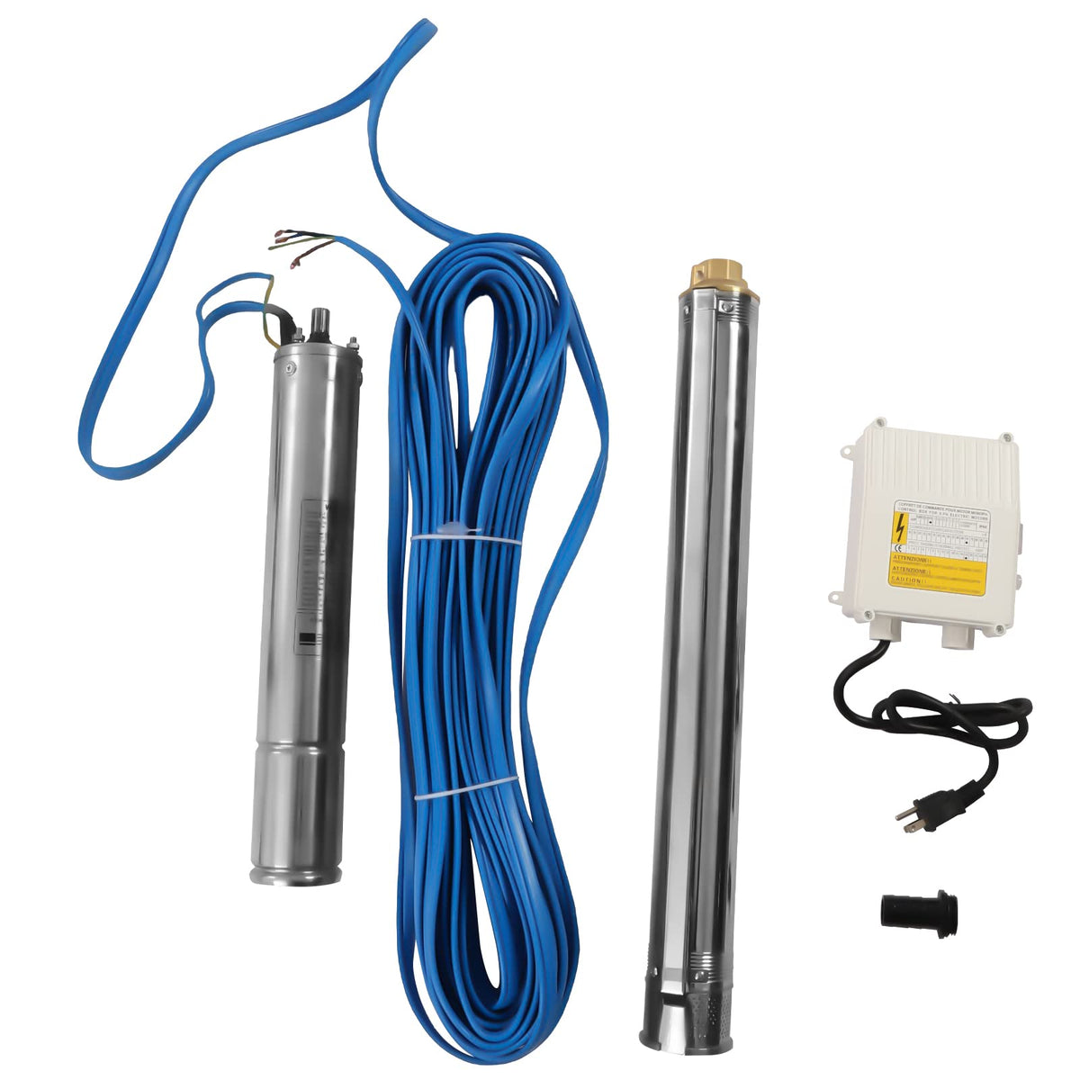 Deep Well Submersible Pump, 0.5HP 3In OD Deep Well Pump, 213.25Ft Head, 1In Outlet Stainless Steel Water Pump for Construction, Water Supply