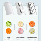 Electric Cheese Grater Vegetable Slicer, Rechargeable Rotary Grater Salad Maker with 3 Interchangeable Blades, Durable Material and Cutting Efficiently, for Kitchen, Camping, Restaurant