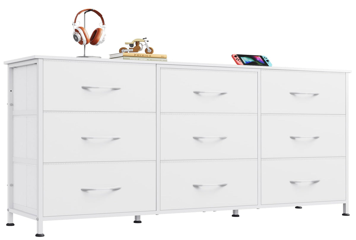 WLIVE Dresser TV Stand for 55 Inch TV, 9 Drawer Dresser for Bedroom, Black