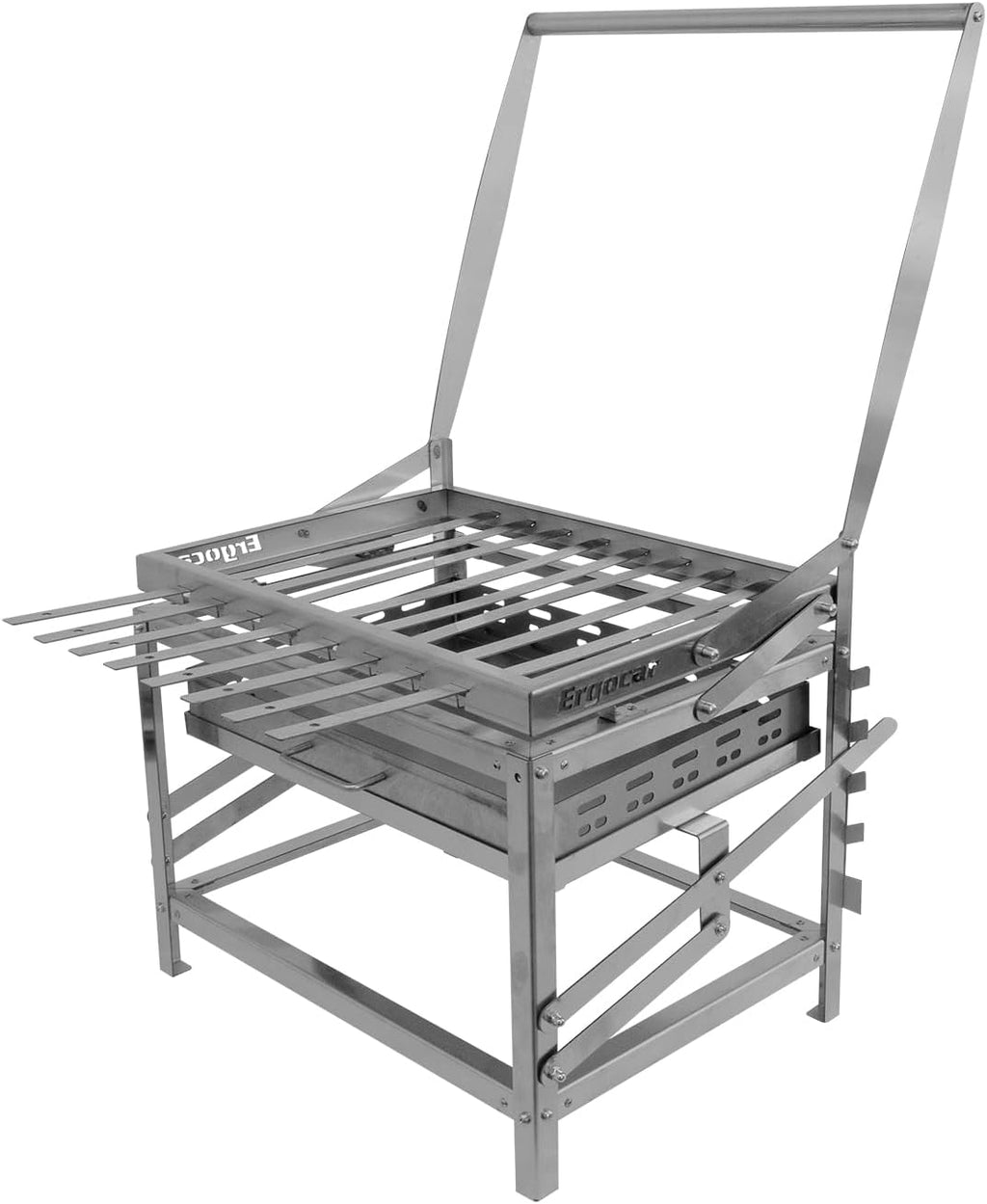 Ergocar Charcoal Grill Rotating 4-Tier Charcoal Tray With Skewers Ideal