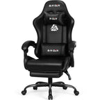 N-GEN GAMING Gaming Chair with Footrest, Lumbar, High-Back, All Black