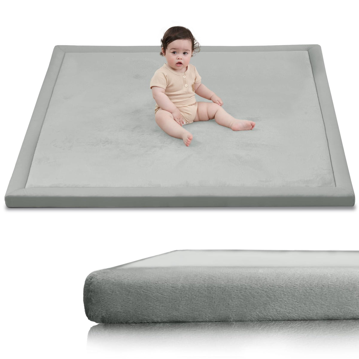 Huloo Sleep Large 1.3" Thick Baby Play Mat for Floor, 79"×59"(Dark Gray)