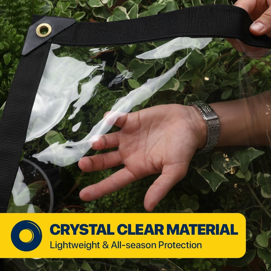 Seal Skin Covers Waterproof Clear Tarp 10x20 FT, 20 Mil 18 OZ 560 GSM Heavy Duty Transparent Vinyl Tarpaulin with Grommets