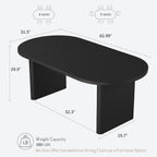 GarveeHome 63" Long Oval Dining Table with Wooden Base for 4-6 People