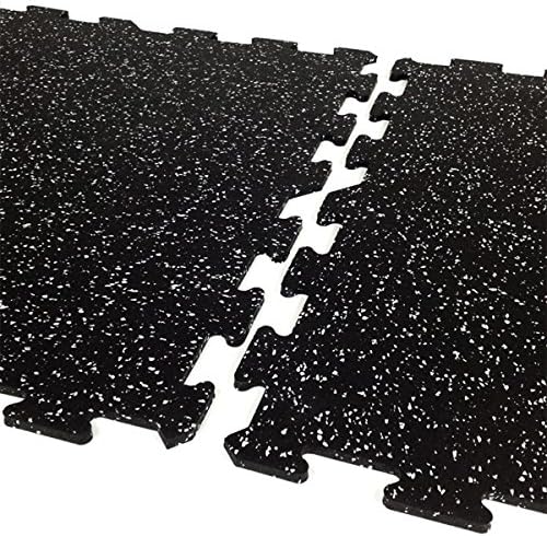 American Floor Mats 5/16" Heavy Duty Sport Rubber Tiles 10% Blue/Grey 6 Center Tiles Expansion Pack (6 Tiles Total, 23"x23" 8mm Each Tile) Exercise Mats, Heavy Duty Protective Rubber Flooring