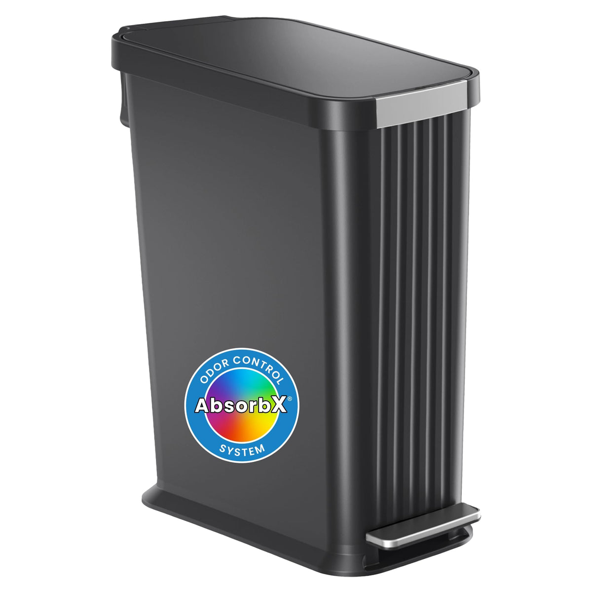 iTouchless 13.2 Gal / 50L Slim Step Pedal Kitchen Trash Can | Odor Filter