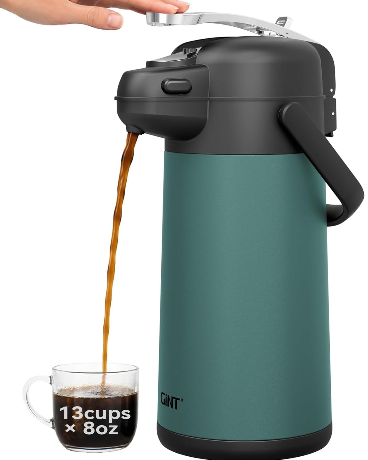 GiNT 101oz Airpot Coffee Dispenser with Pump, Insulated Coffee Carafe for Hot Liquids, Stainless Steel Vacuum Insulated Pump Dispenser for Hot/Cold Beverages, Home Office Commercial Outdoor Use(3L)