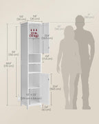 VASAGLE Tall Storage Cabinet with Lights, Slim, 11.8" W, Cloud White