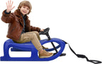 Snow Sled for Kids - Single Rider Winter Sleigh Kids Sled with Pull Rope and Steering Wheel -Outdoor Plastic Winter Sleigh Resistant 220lbs Capacity