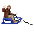 Snow Sled for Kids - Single Rider Winter Sleigh Kids Sled with Pull Rope and Steering Wheel -Outdoor Plastic Winter Sleigh Resistant 220lbs Capacity
