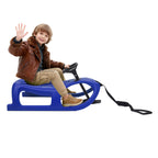 Snow Sled for Kids - Single Rider Winter Sleigh Kids Sled with Pull Rope and Steering Wheel -Outdoor Plastic Winter Sleigh Resistant 220lbs Capacity