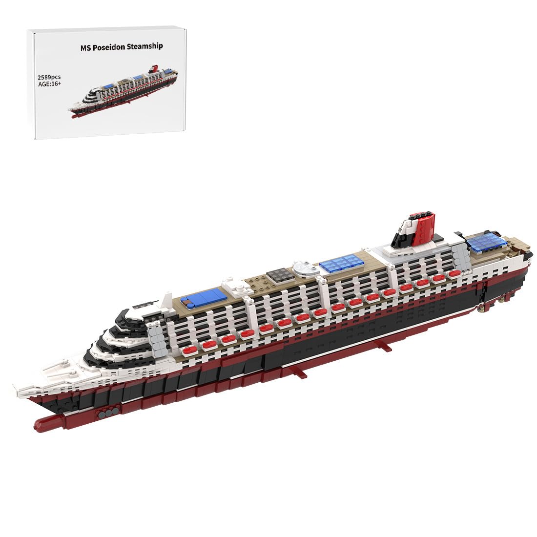 Cruise Ship Building Kit, 1/400 RMS Mauretania Large Cruise Ship Model Assembly Steamship Toy Sets, Creative MOC for Adults (1871PCS)
