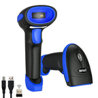 LENVII CW200 2D Barcode Scanner Wireless 2 in 1 Handhold Barcode Reader QR Code Scanner USB Bar Code Scanner for Shop use Store,Supermarket, Warehouse (Orange)