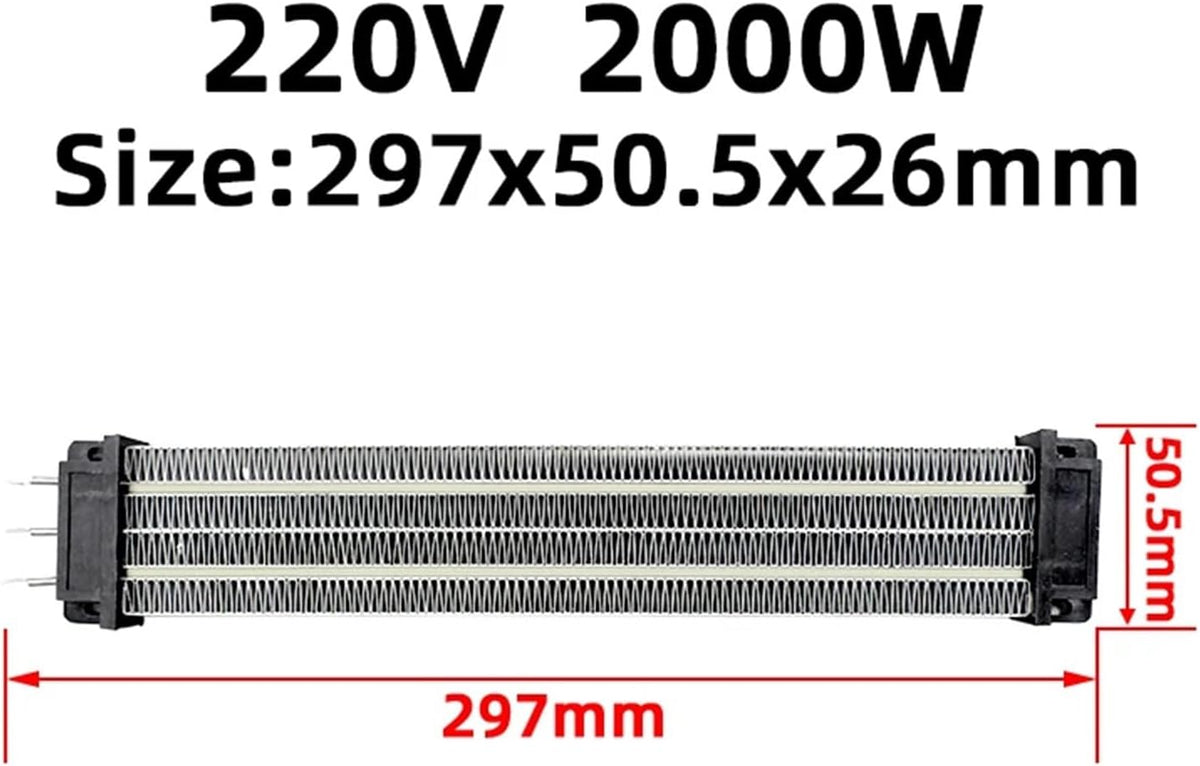 220V 2000W PTC ceramic air heater with insulated plastic bracket conductive type 242B2 297 * 50.5 * 26mm